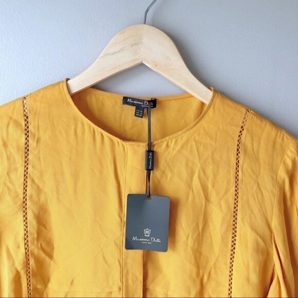 𝅺MASSIMO Dutti | Nwt Mustard Yellow Ruffle Blouse Size 8 - Picture 6 of 11